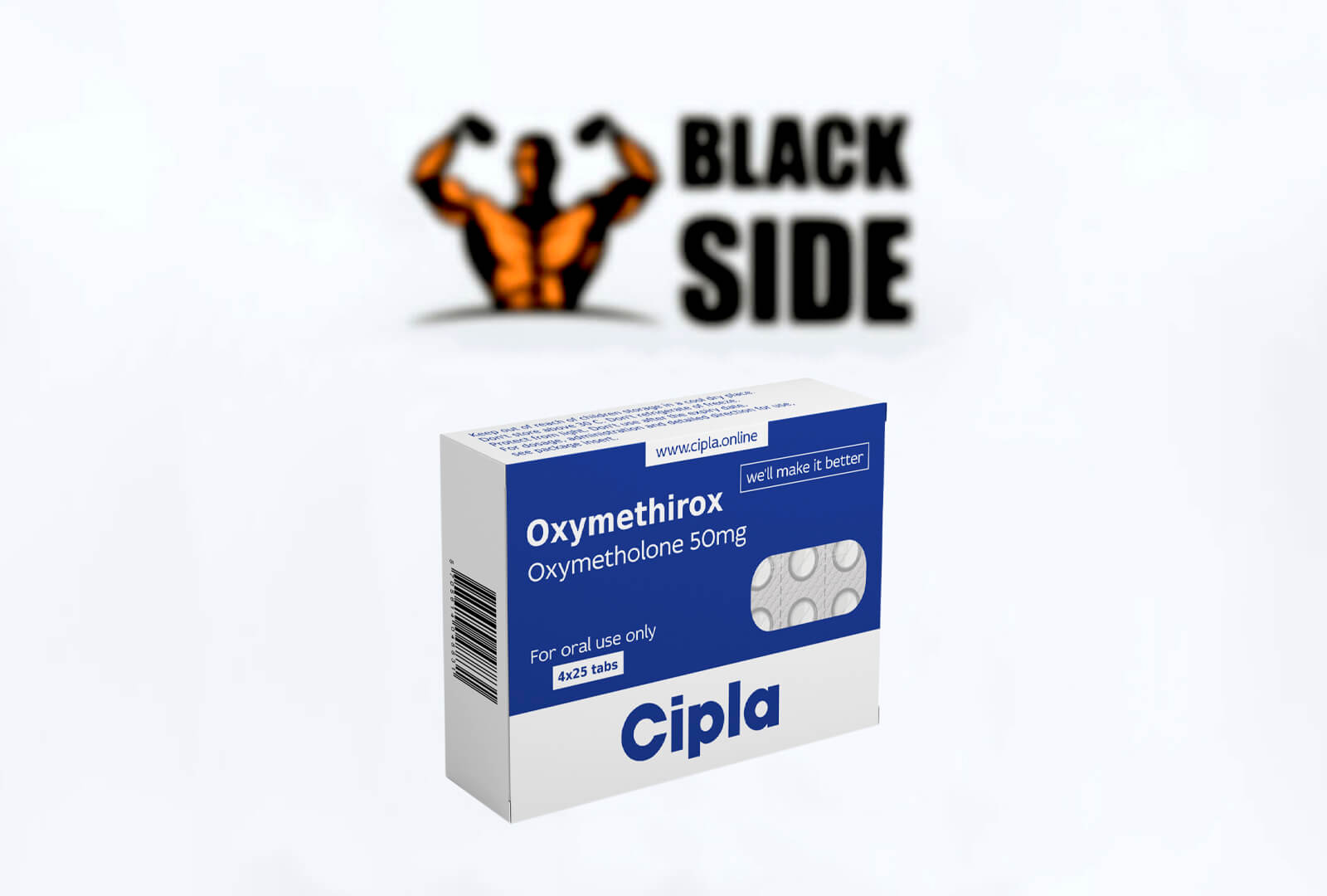 Oxymethirox Оксиметолон Cipla | 20 табл - 50 мг/табл - Black Side