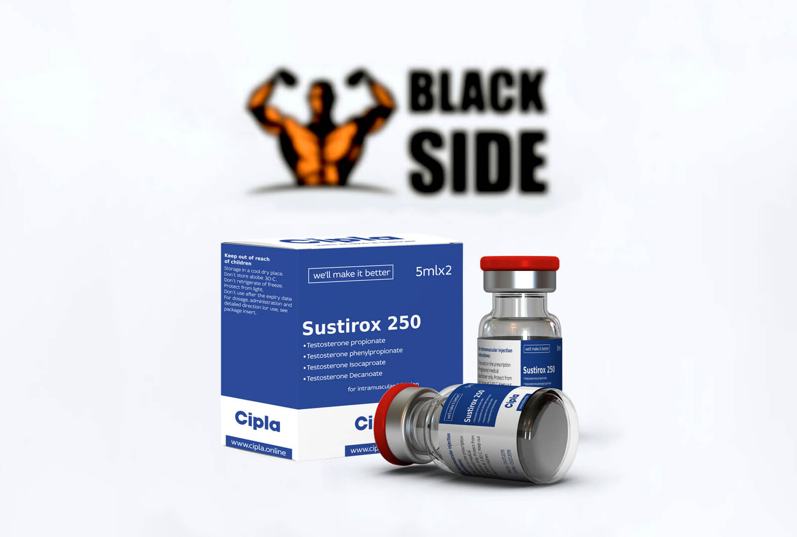 Sustirox Сустанон Cipla | 10 мл - 250 мг/мл - Black Side