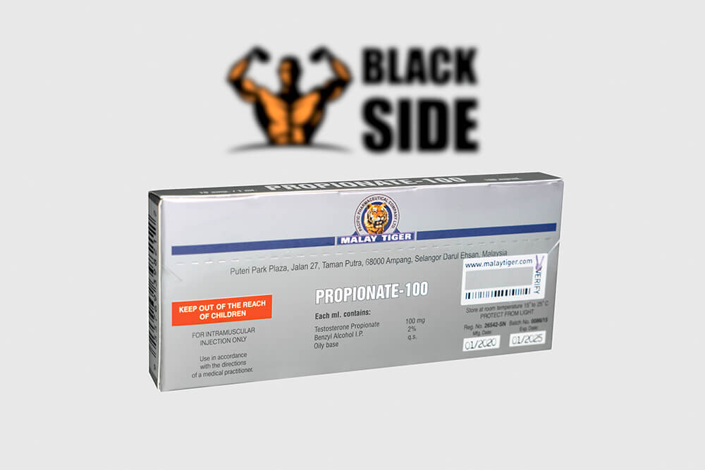 Propionate-100 Тестостерон Пропионат Malay Tiger | 1 ампула/мл - 100 мг/мл - Black Side